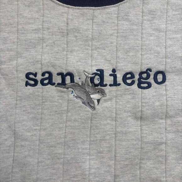 Vintage 1990s San Diego Dolphin Crewneck Sweatshirt — Grey — Size L - Picture 2 of 8